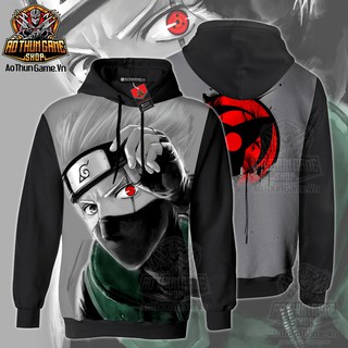 Áo khoác hoodie Naruto Kakashi Sharingan 3D Black mẫu mới cực đẹp | Shop AoThunGameVn