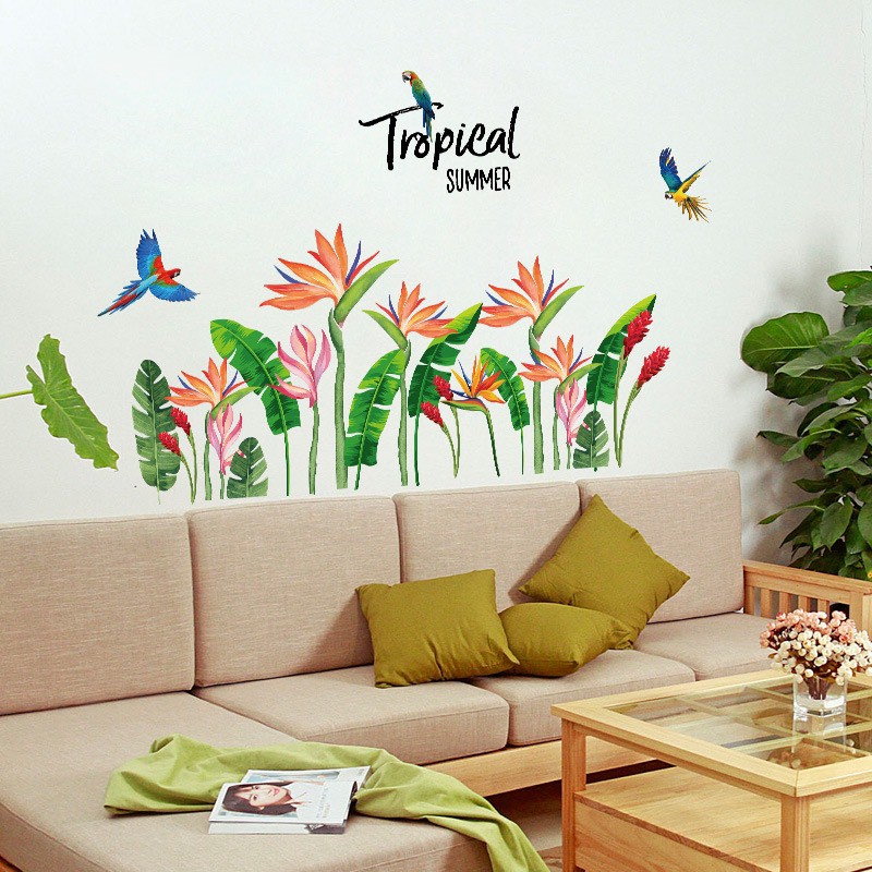 Decal trang trí Hoa Rừng Tropical Summer- Tranh dán tường phong cách Hàn Quốc SK9306