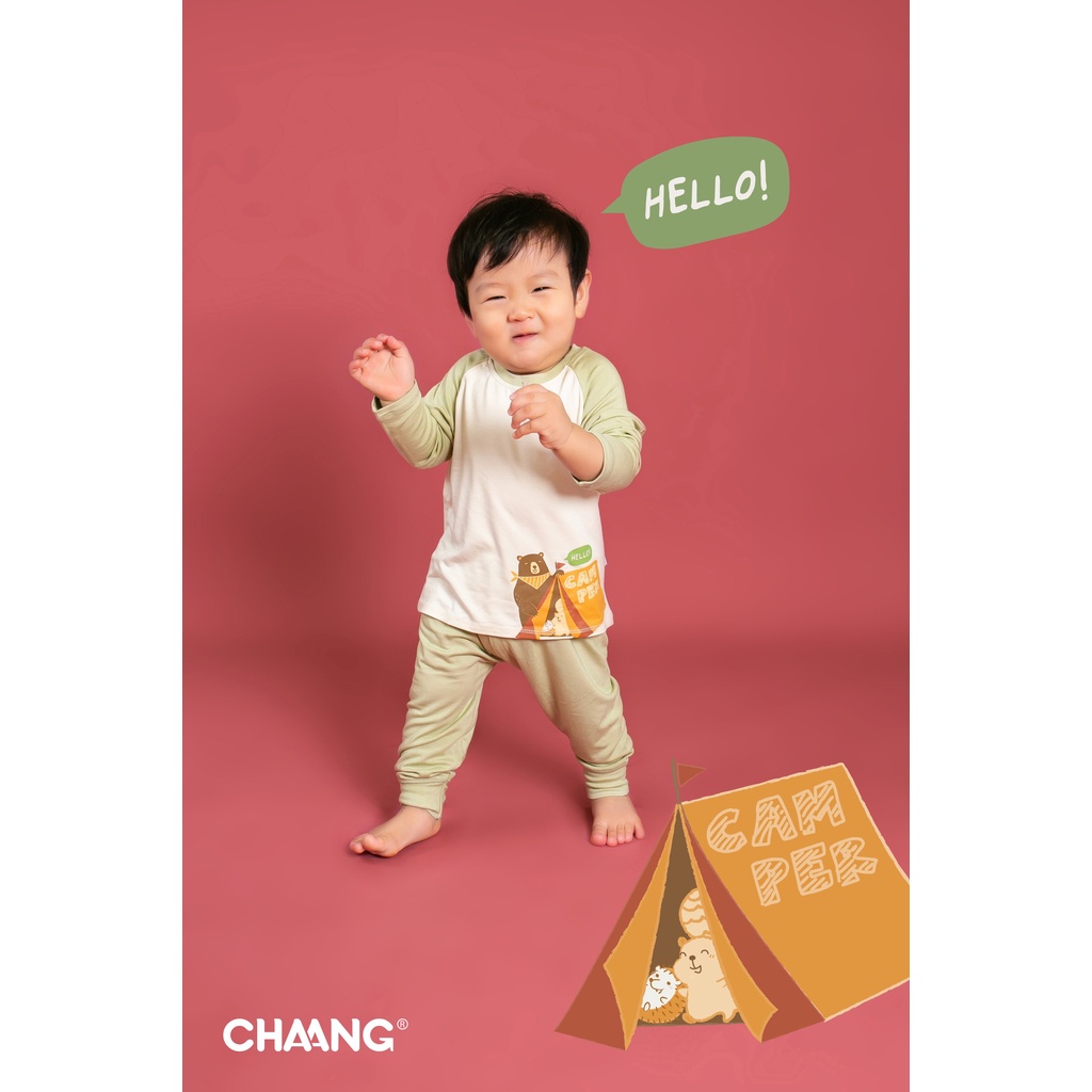 [Hot Items] Bộ quần áo dài tay trẻ em cúc vai chất liệu cotton cao cấp họa tiết autumn Chaang