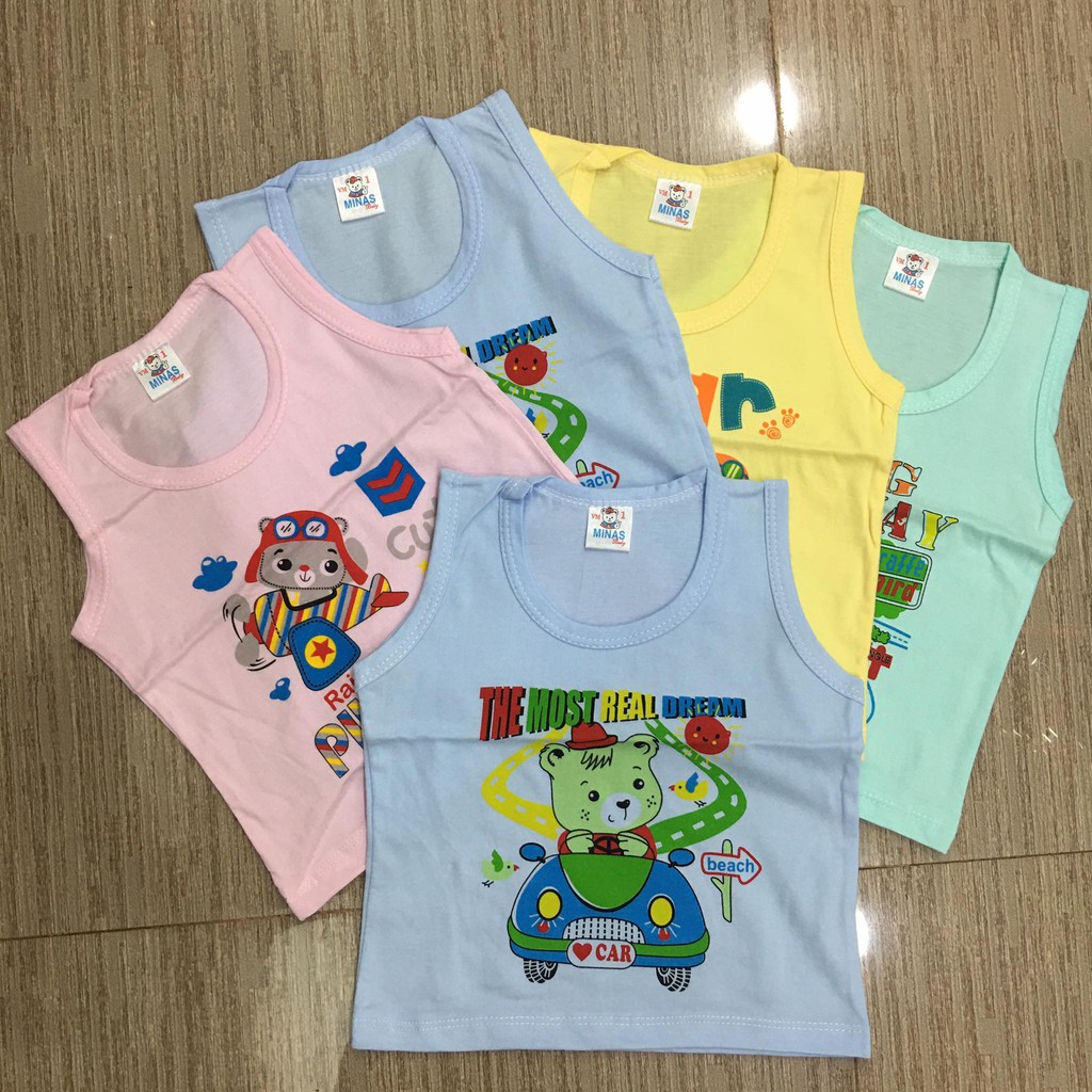 [THUN COTTON] Áo ba lỗ màu MINAS (3-24kg)