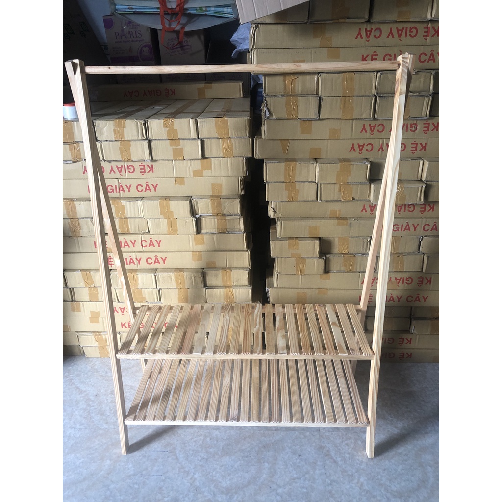 Kệ treo quần áo chữ A 2 tầng gỗ thông cao cấp, cao 140cm, chống mối mọt l Kệ gỗ treo quần áo chữ a 2 tầng
