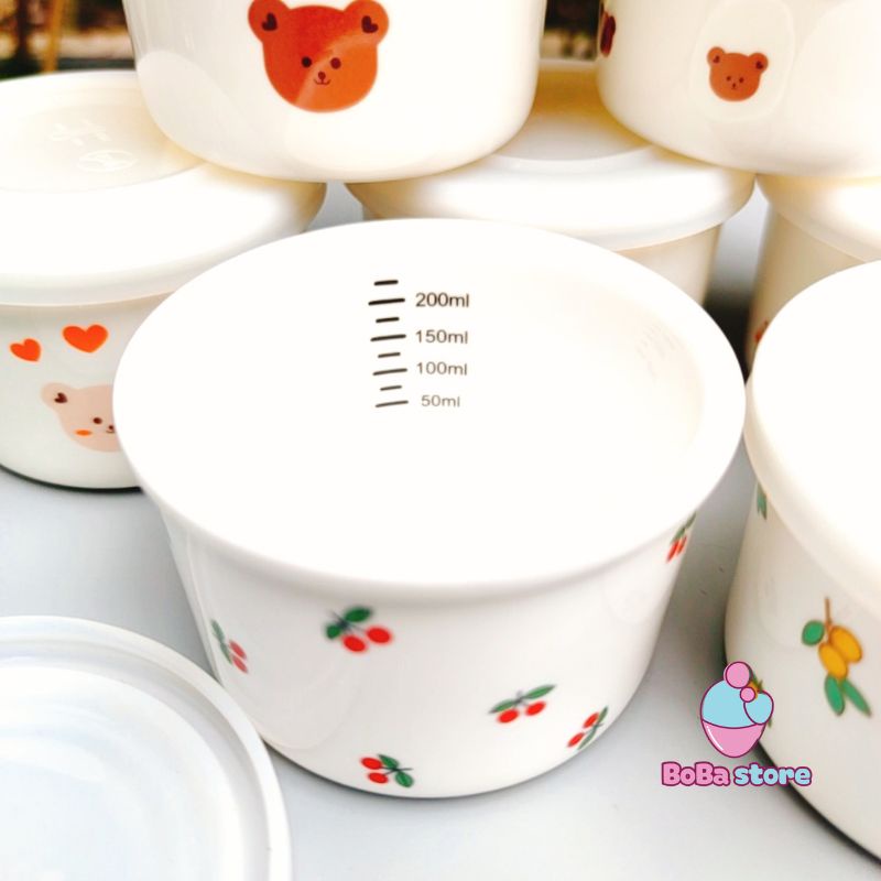 Bát sứ/ Chén ăn dặm cho bé có nắp đậy tại BoBa store