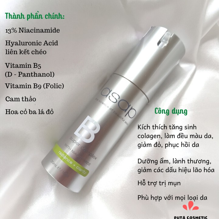 Serum Asap Super B Complex 30ml - phục hồi, dưỡng sáng da, giảm mụn