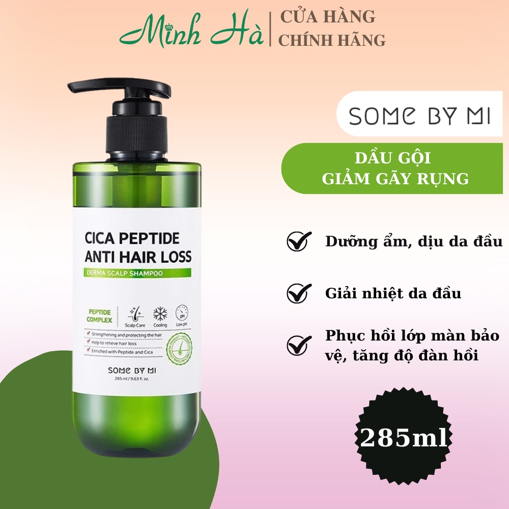 Dầu gội Some By Mi Cica Peptide Anti Hair Loss Derma Scalp Shampoo 285ml giúp giảm gãy rụng và chăm sóc da đầu