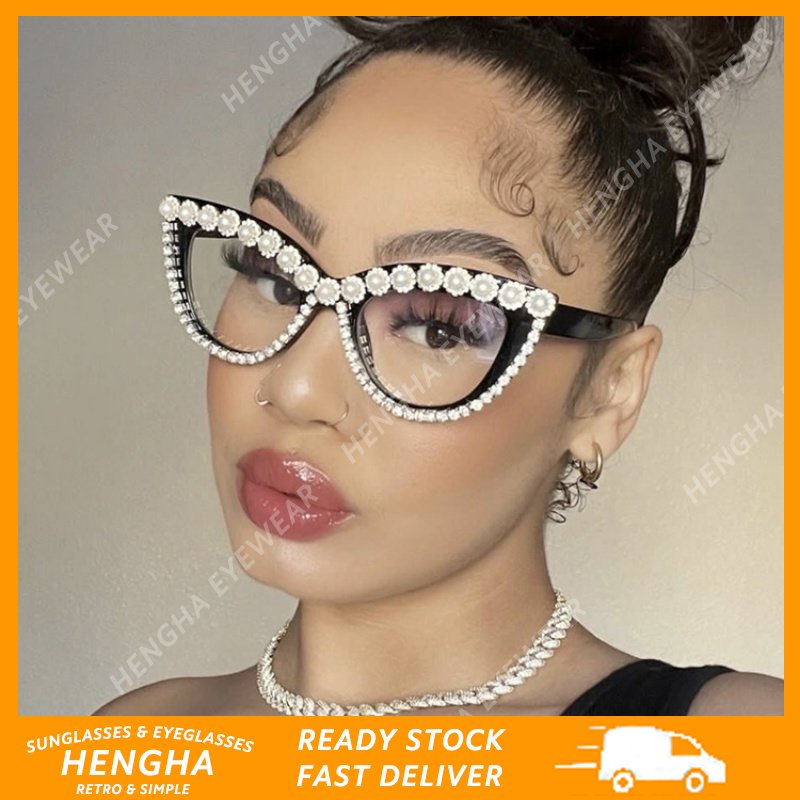 Kính Mát Mắt Mèo Đính Đá Thời Trang Y2k