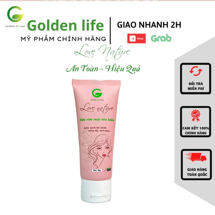 Sữa rửa mặt tảo biển Love Nature từ Golden Life One giúp thu nhỏ lỗ chân lông, làm sạch da giúp da trắng sáng , hộp 1 tú