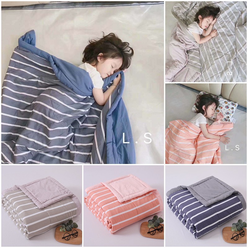 Chăn Hè thu Cotton Đũi Kẻ Muji hàng xuất nhật (mẫu mới)