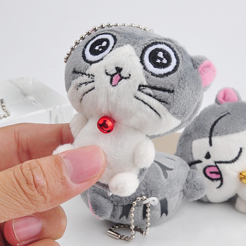 Thú nhồi bông mini 8cm hình mèo dễ thương dùng làm móc khóa