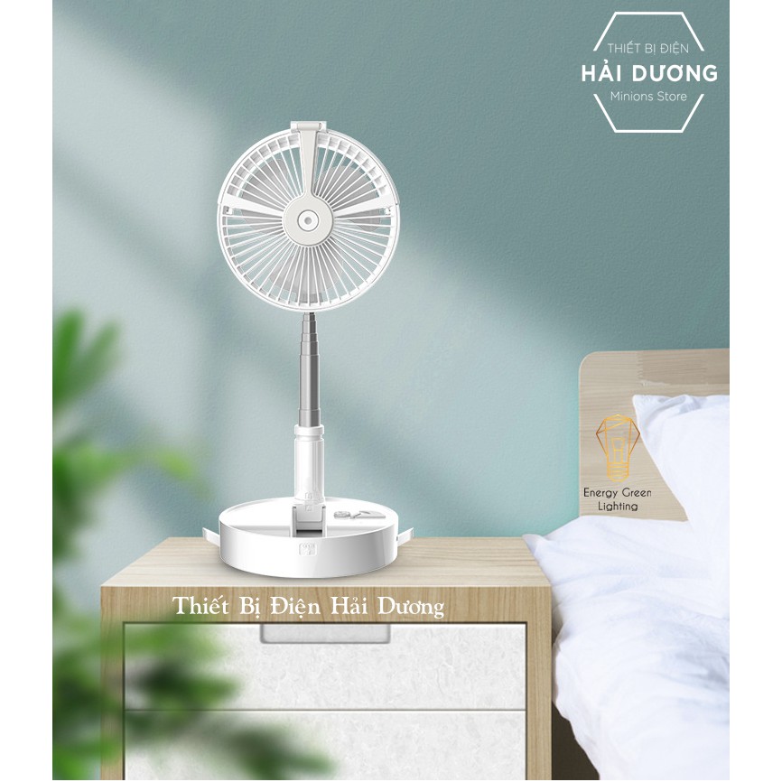 Quạt Tích Điện Phun Sương Có Đèn 3 Kiểu Dáng Thông Minh TN135  - Energy Green Lighting - Bảo hành 18 tháng