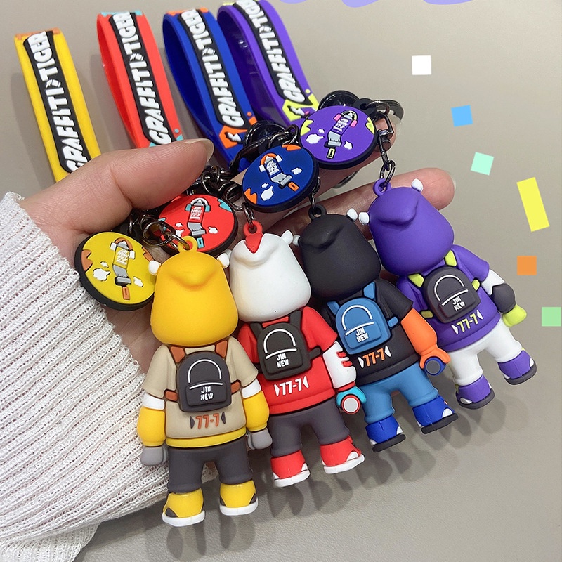 Móc khóa hổ graffity nhiều màu sắc độc đáo chất liệu PVC làm quà tặng bạn bè người thân trang trí balo túi xách-Ráp