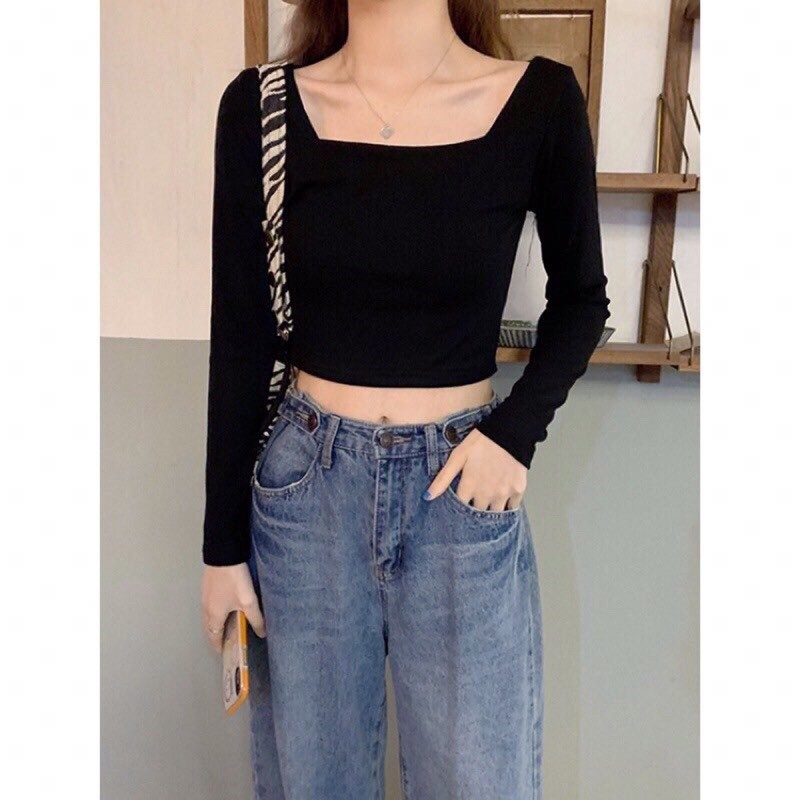 ÁO CROPTOP CỔ VUÔNG CHẤT COTTON ĐẸP LOẠI 1 | BigBuy360 - bigbuy360.vn
