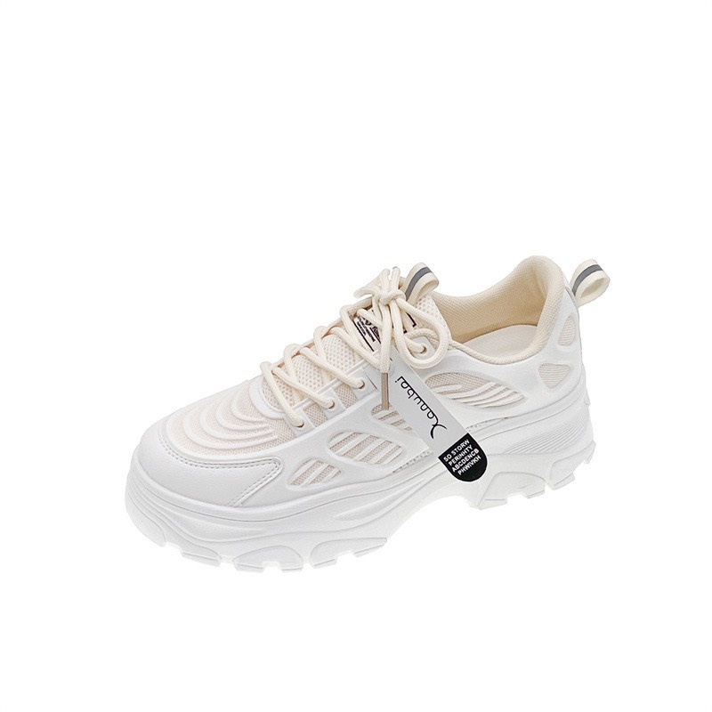 Giày thể thao sneaker nữ Xanu đế kem 5 cm phối vải thoáng khí