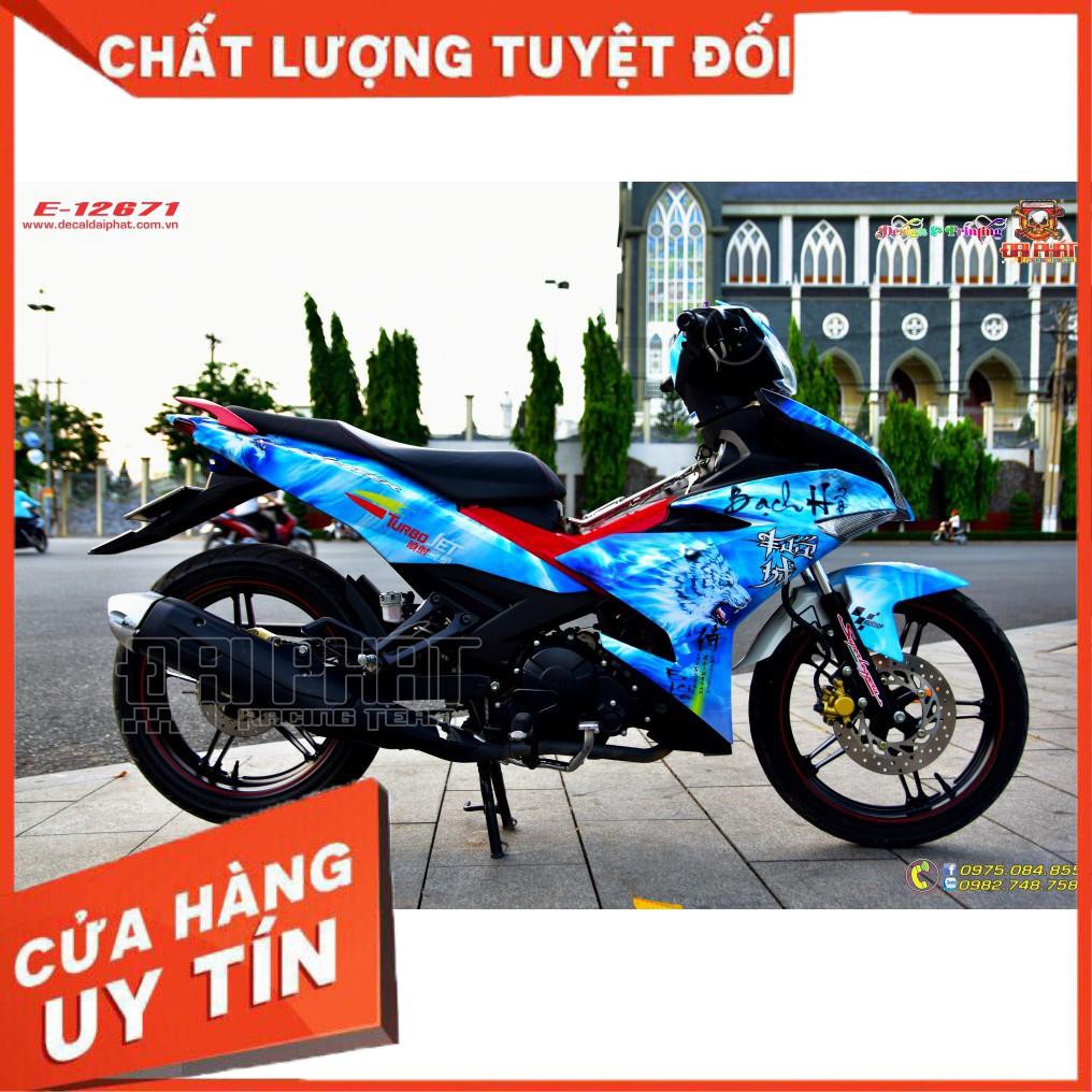 Tem Trùm Xe Exciter 150 Bạch Hổ Xanh Trắng