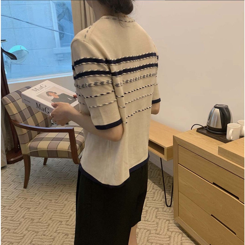 Áo Len Ngắn Tay Cổ Tròn Thiết Kế Mới Thời Trang Dành Cho Mùa Hè