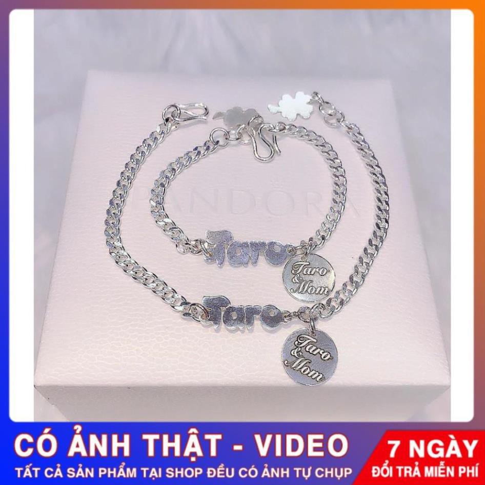 Lắc tay bạc trẻ em, vòng tay đôi khắc tên cho mẹ và bé bạc nguyên chất sáng đẹp Tuấn Thoan JEWELRY