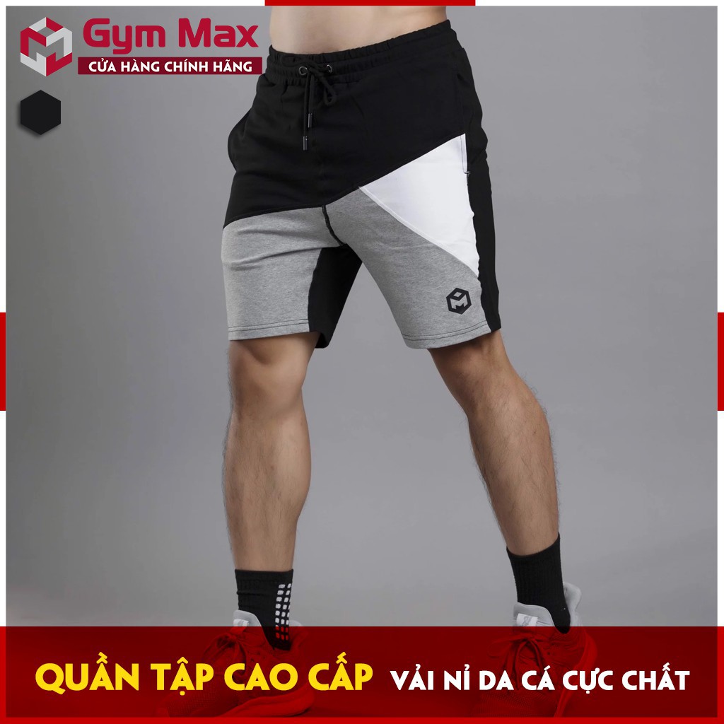 Quần short cao cấp Gymmax vải nỉ da cá phối màu - Gymmax C0701
