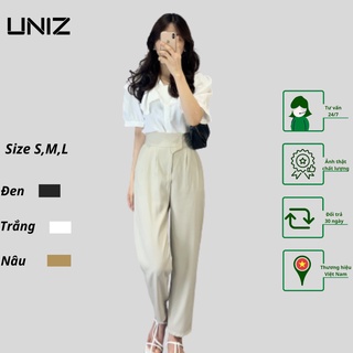 ( Ảnh Thật ) Quần baggy chát ruby cao cấp 2 cúc cạp lệch UNIZ 121