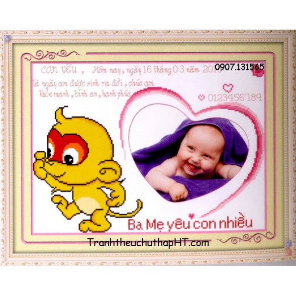 Tranh thêu chữ thập khung hình cho bé theo 12 con giáp