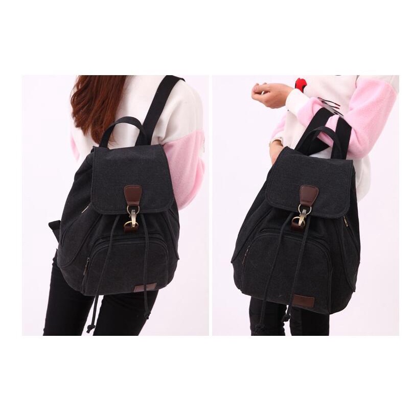 Ba Lô Chuwanglin Bằng Vải Canvas Phong Cách Preppy Cá Tính Cho Nữ