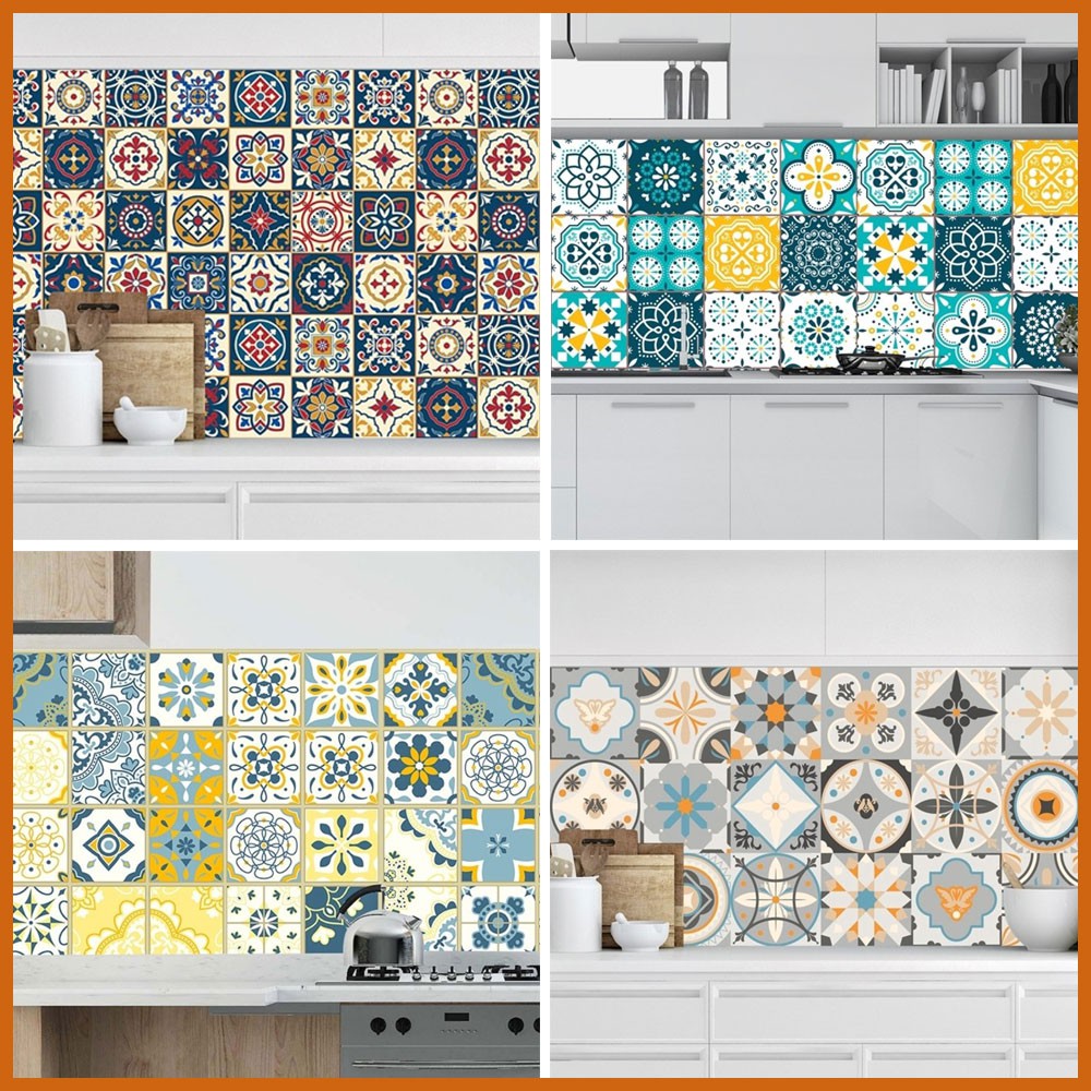 [HCM] Giấy decal dán tường gạch bông - Giấy dán tường gạch bông hoa văn - Decal gạch bông giá xưởng 