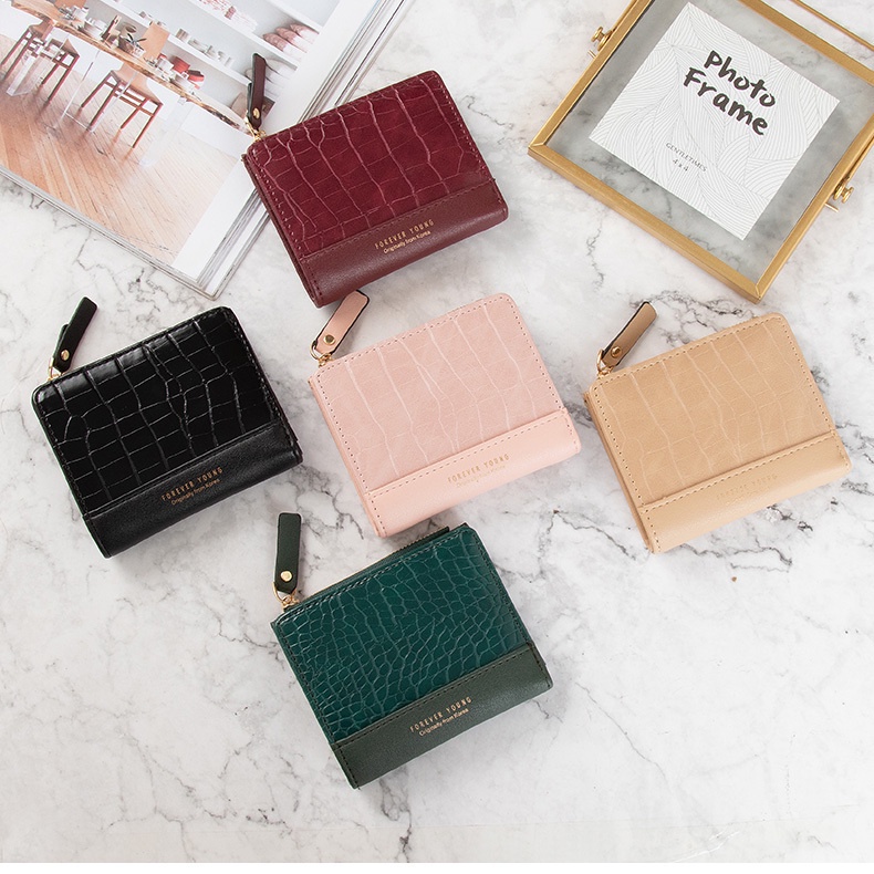 Ví ngắn nữ mini thời trang gập ví da cao cấp nhiều màu