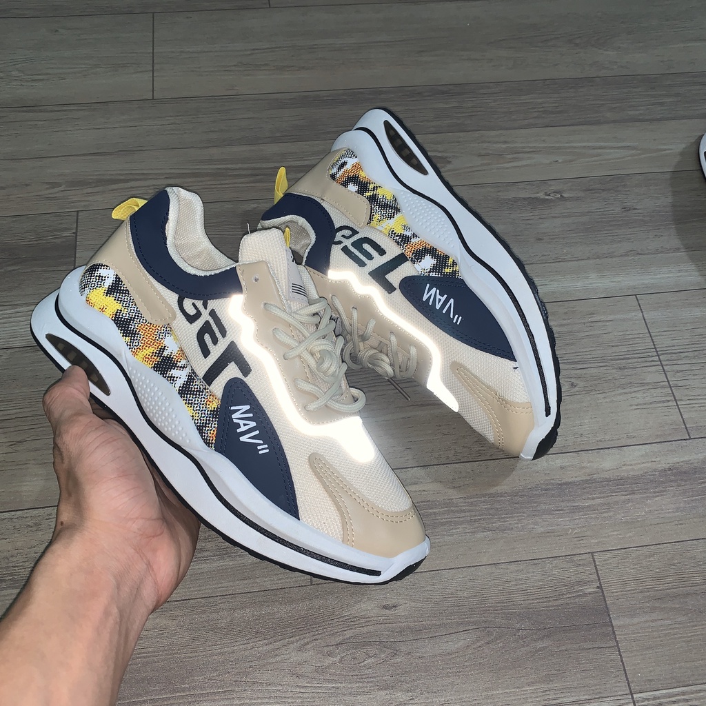 Giày Sneaker Nam Đế 2 Vạch Đệm Khí 730NAV Phản Quang Kiểu Dáng Phong Cách