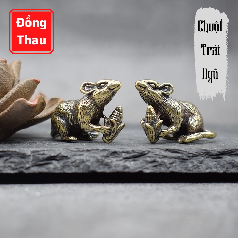 Tượng Đồng Phong Thủy May Mắn Tài Lộc Hình Con Chuột Ngô Bằng Đồng