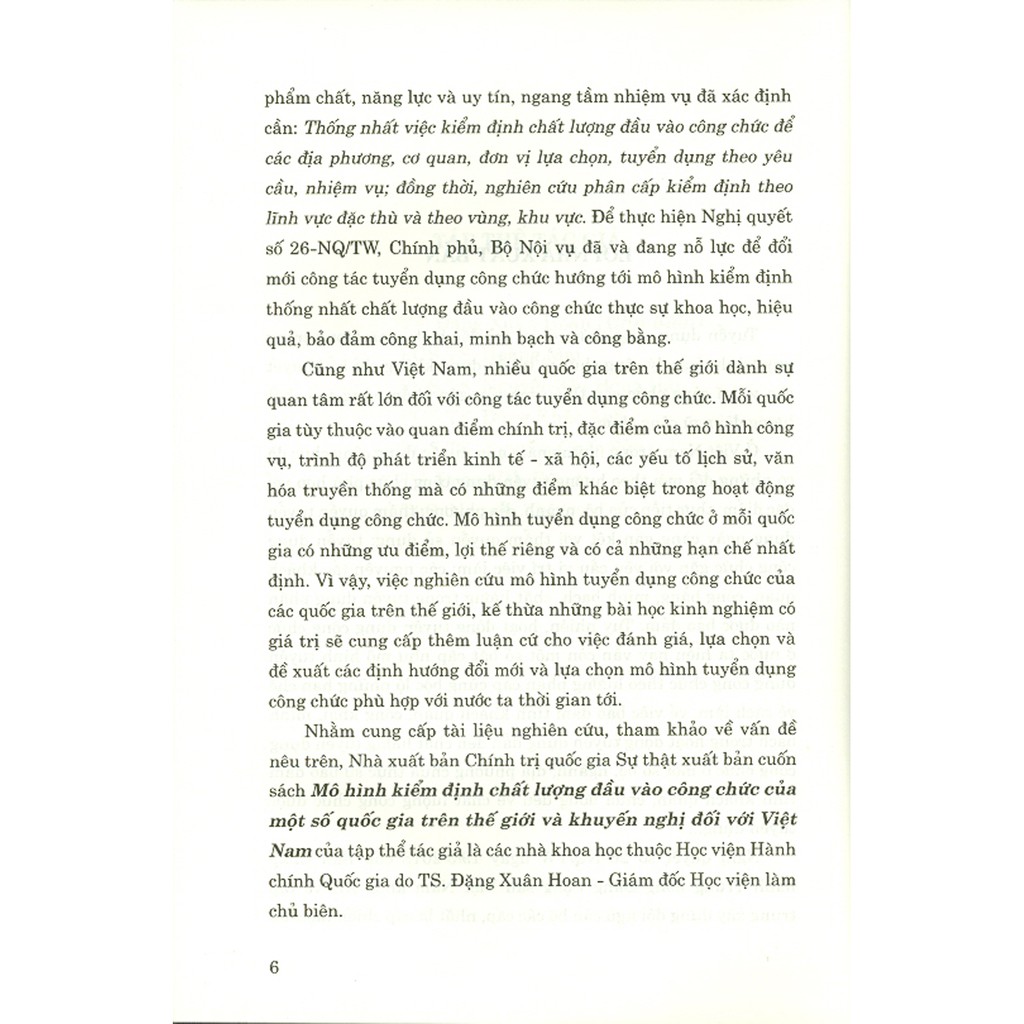Sách - Mô Hình Kiểm Định Chất Lượng Đầu Vào Công Chức Của Một Số Quốc Gia Trên Thế Giới Và Khuyến Nghị Đối Với Việt Nam | BigBuy360 - bigbuy360.vn