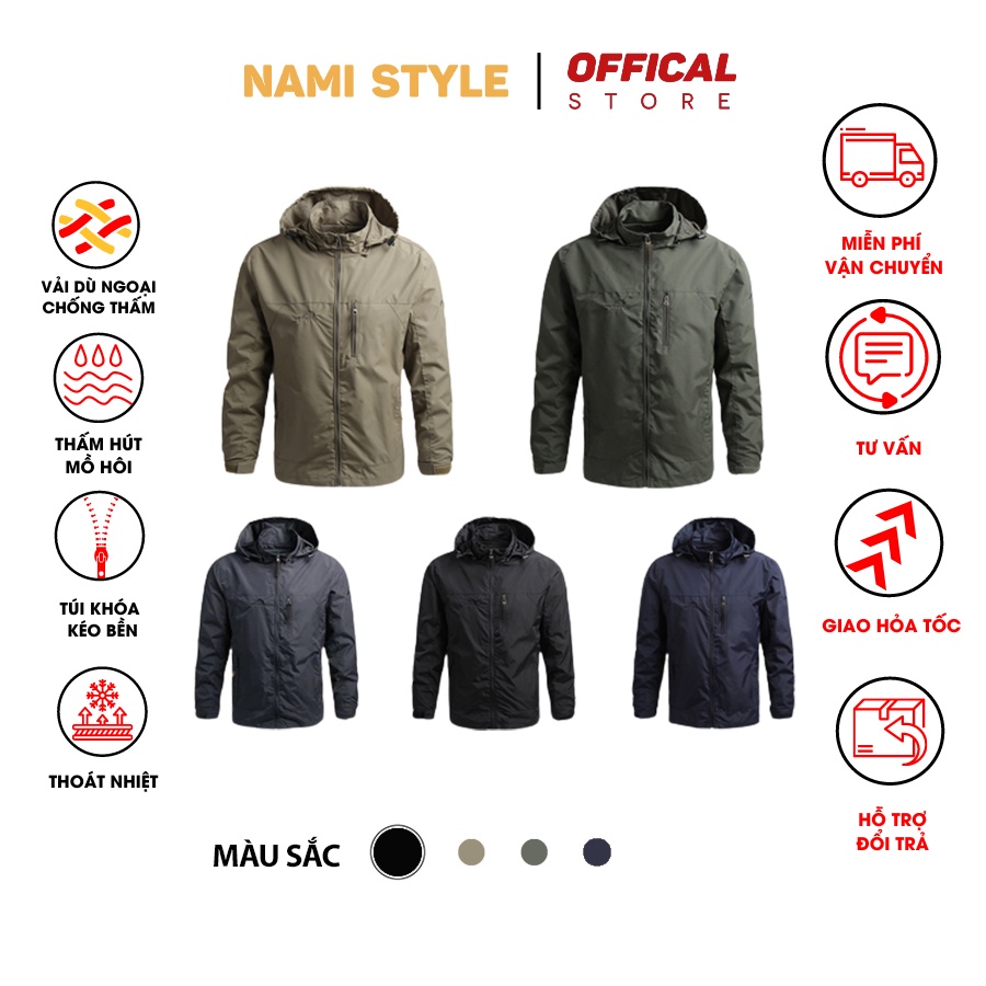 Áo khoác gió nam, chống nắng mưa, chất vải dù ngoại xịn đẹp-AK02