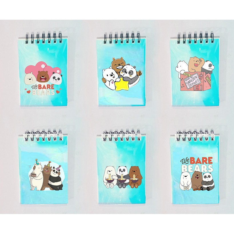 Sổ lò xo hologram ba anh em gấu LXH31 sổ lò xo bare bear cute dễ thương A7 100 trang kpop idol