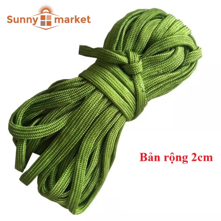 Dây dù bản dẹp cao cấp loại 1 bản rộng 2cm màu xanh, màu vàng nhiều kích thước