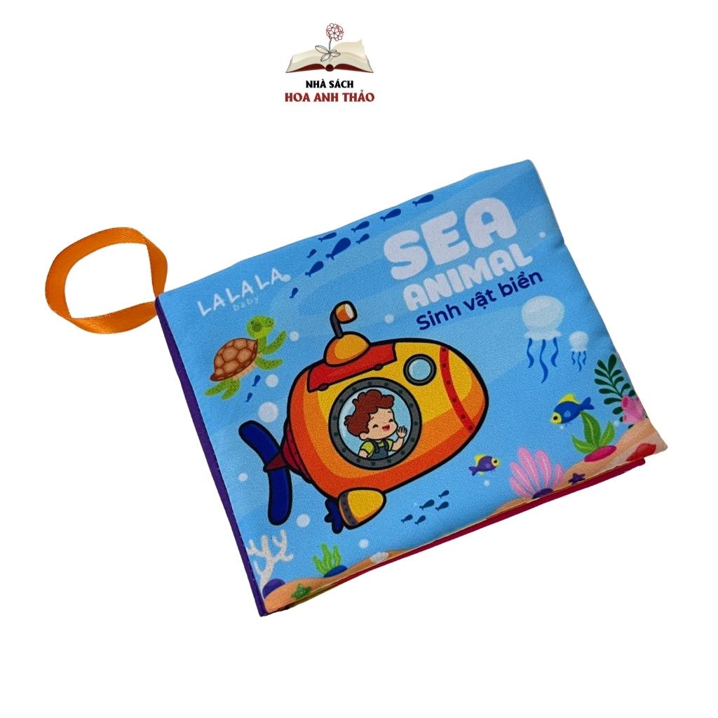 Sách vải cho bé sơ sinh 0 đến 12 tháng Lalala baby, an toàn tuyệt đối, kích thước 12x11cm, 8 mặt sột soạt. MẪU MỚI