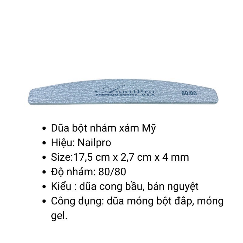 Dũa Móng Tay Móng Gel Nail ForPro Nhám Mỹ 80/80 Dạng Cong Bầu