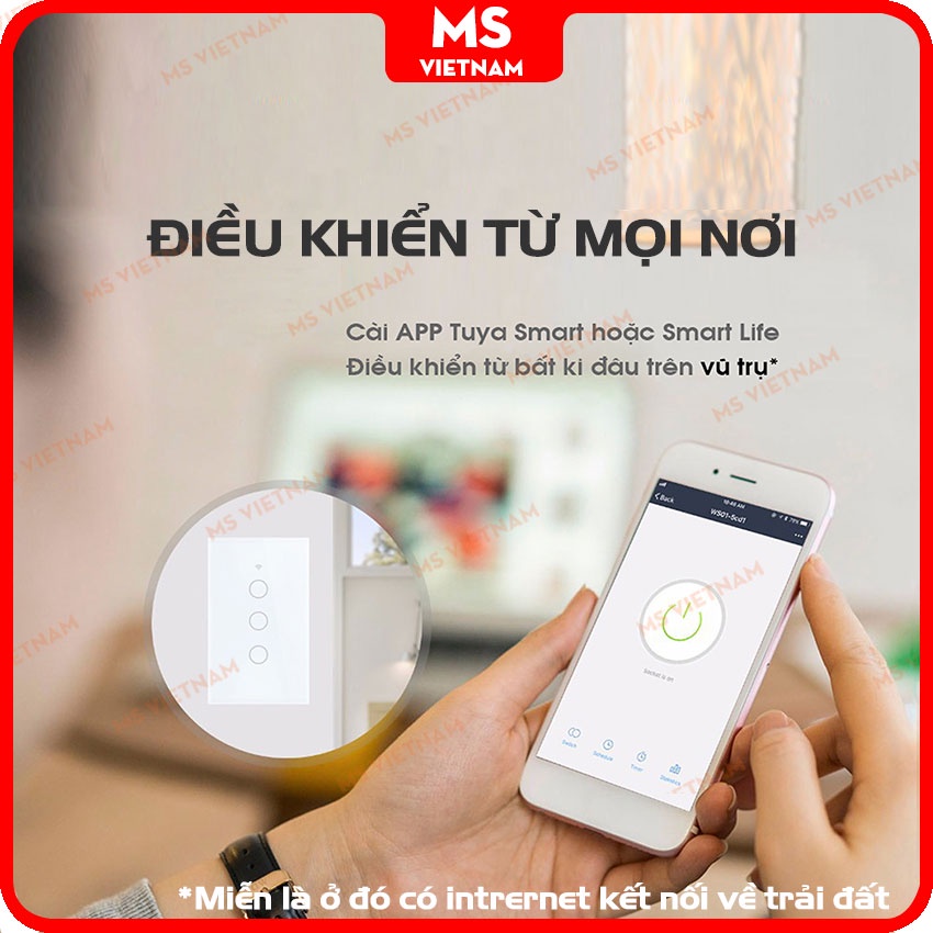 Công Tắc Cảm Ứng Thông Minh Tuya 1,2,3,4 nút - Chính Hãng - App Tuya, Smartlife, Wifi, 3G, 4G - BH 1 Đổi 1 - MS Vietnam