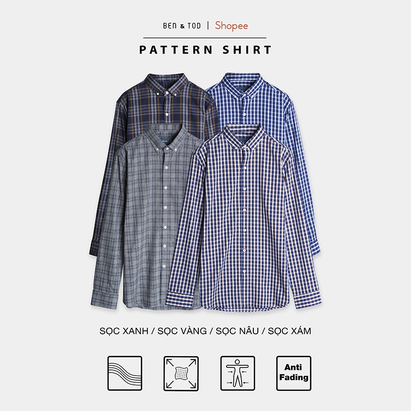 Áo sơ mi BEN & TOD cotton cao cấp co giãn phong cách đơn giản công sở 20051