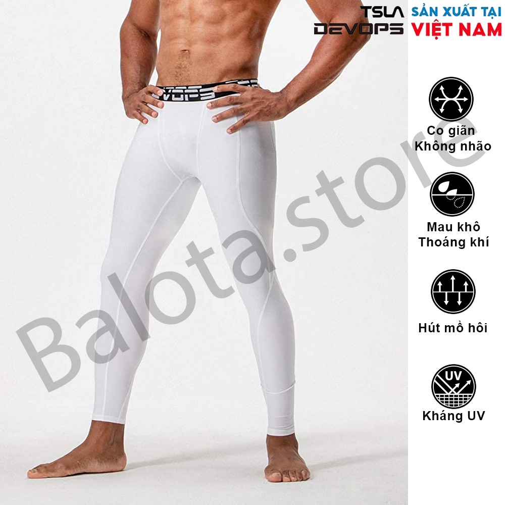 Quần legging nam DEVOPS form ôm người, chất vải co giãn 4 chiều phù hợp với anh em chơi thể thao, gym, chạy bộ, đá banh | BigBuy360 - bigbuy360.vn