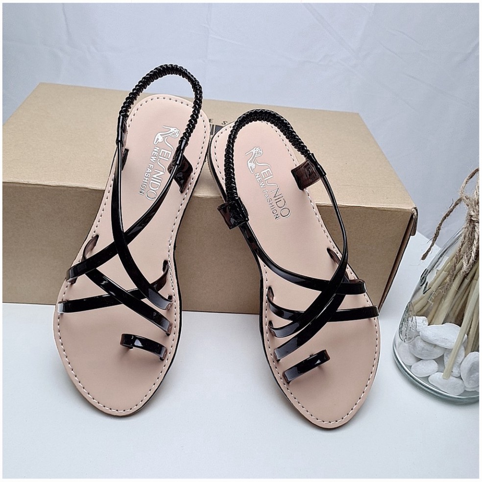 Sandal nữ dây chéo xỏ ngón đế bằng phong cách chiến binh [Ảnh thật tự chụp]