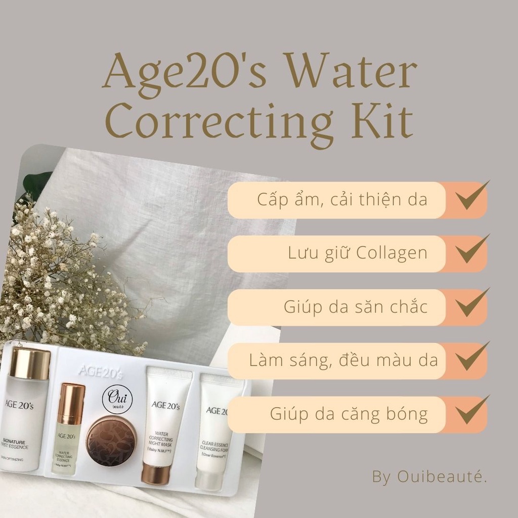 Set dưỡng ẩm Age20's Water Correcting Kit, Tinh chất dưỡng da cấp ẩm 5 món Ouibeaute