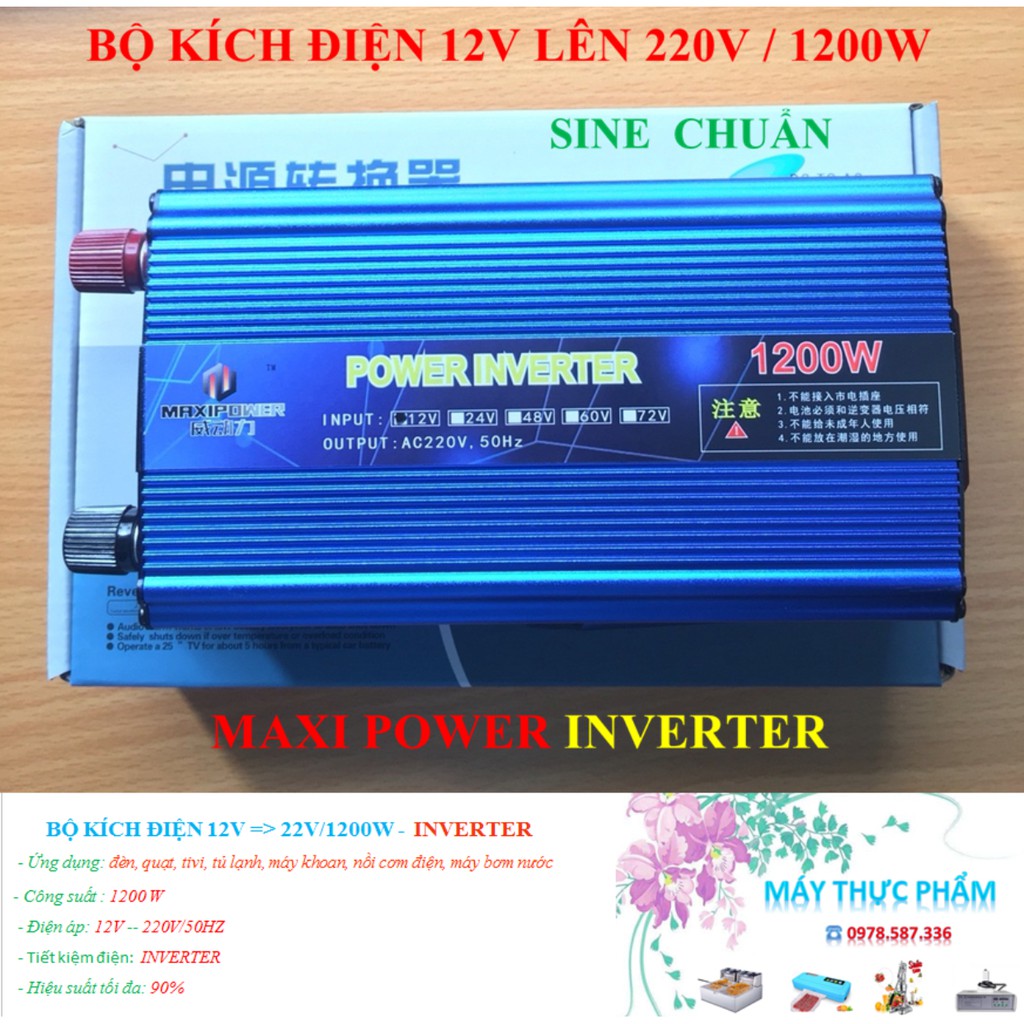 Bộ Kích Điện 1200W 12V Sang 220V Sin Chuẩn