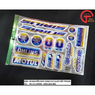 TẤM TEM 7 MÀU KÈM LOGO VÀ CHỮ DÁN  XE YAMAHA SIRIUS BẰNG DECAL DẺO