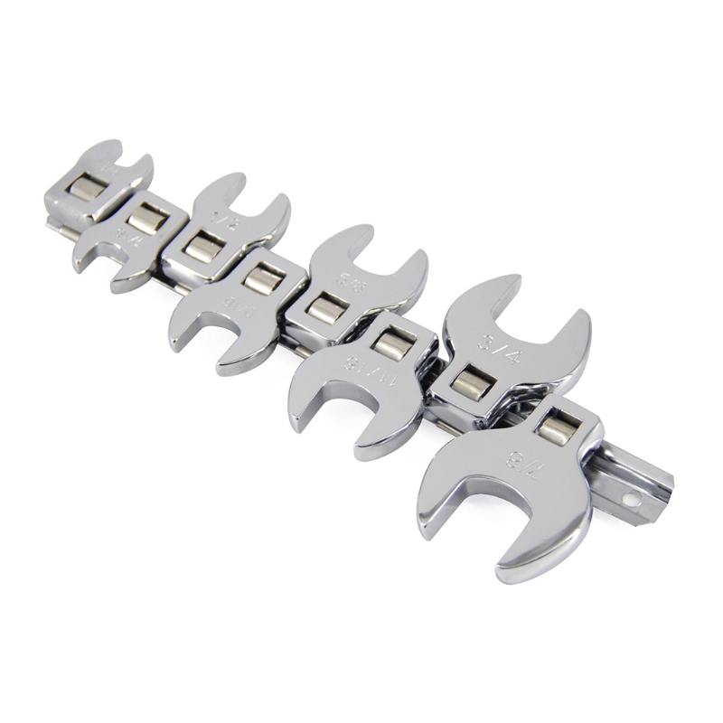 Pop 3 8 inch drive crowfoot wrench set thép carbon được đánh bóng với clip organizer 10mm 11mm 13mm 14mm 16mm 18mm 19mm 22mm