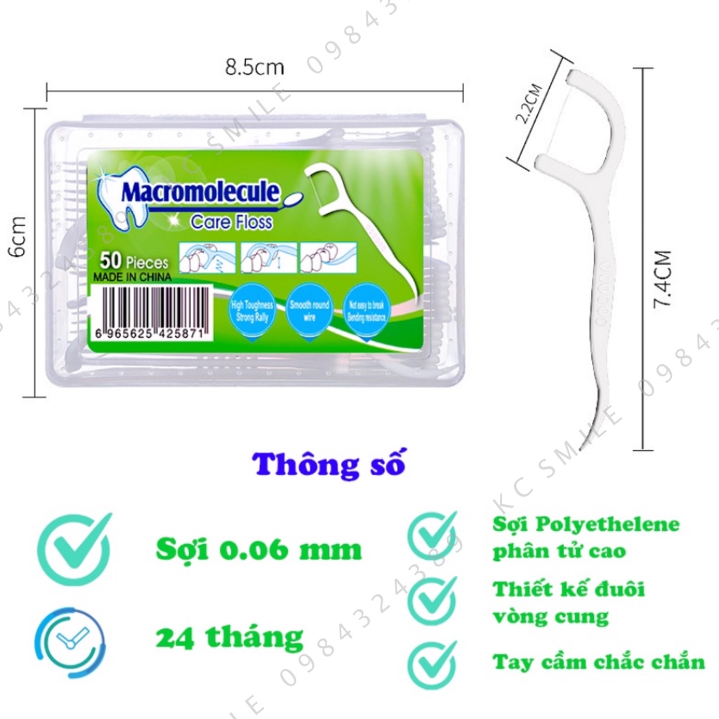 Tăm chỉ nha khoa hộp 50 chiếc tăm xỉa răng, vệ sinh răng miệng sạch sẽ khoẻ khoắn