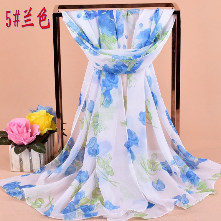 Khăn Choàng Vải Lụa Chiffon Dáng Dài Chống Nắng Đi Biển Đa Năng In Họa Tiết Tươi Mới Phong Cách Hàn Quốc Cho Nữ