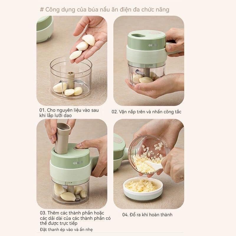 Máy Xay Tỏi Cán Dài - Máy Cắt Hành ,Rau Củ Cầm Tay Tiện Dụng