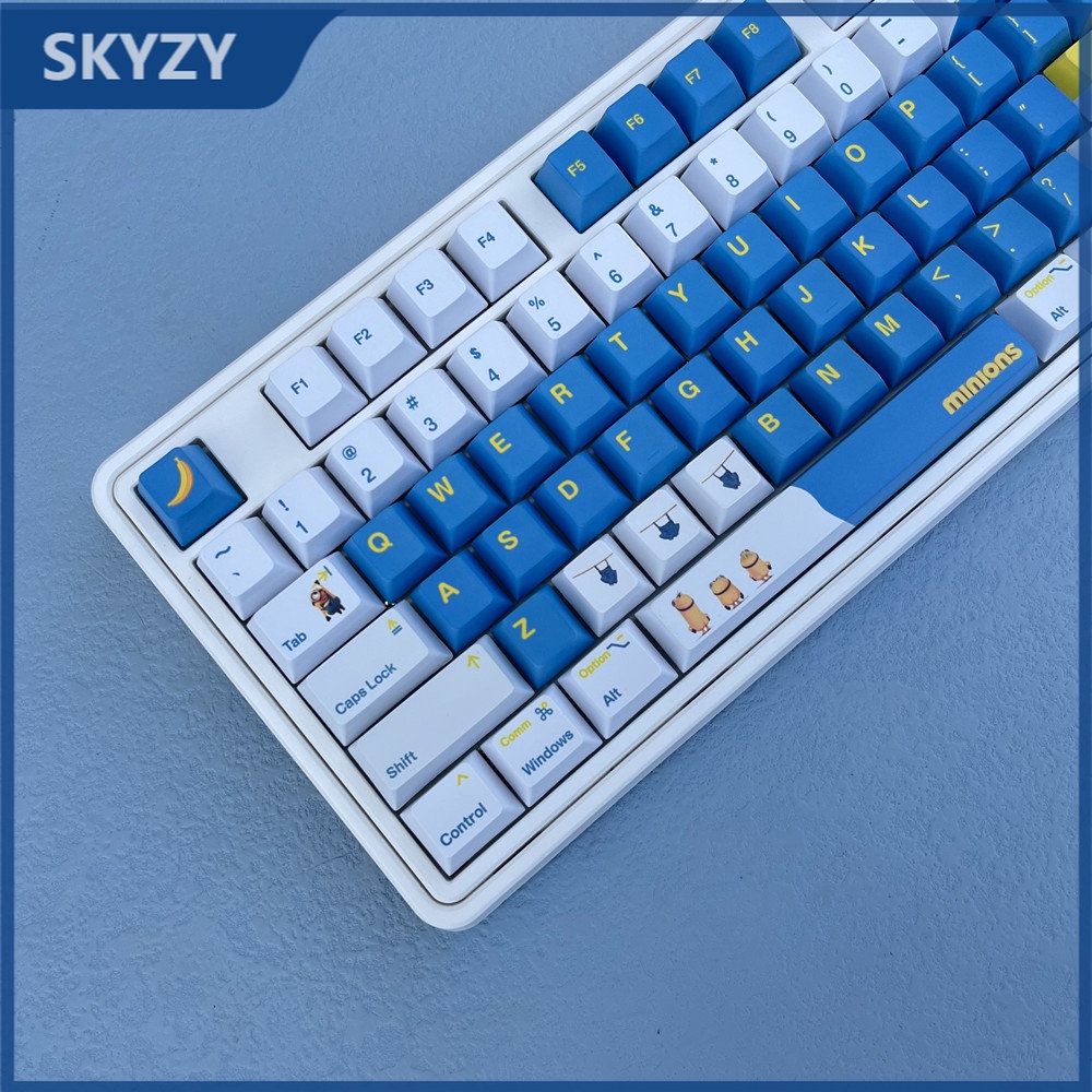136 Phím Minions Keycaps Cherry Profile Dễ thương Anime PBT Dye Sub Bàn phím cơ học Keycap