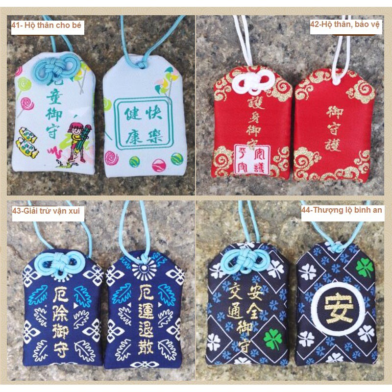 Túi Phước May Mắn Omamori Bọc Vỏ Silicon tặng Đá Ngũ Sắc