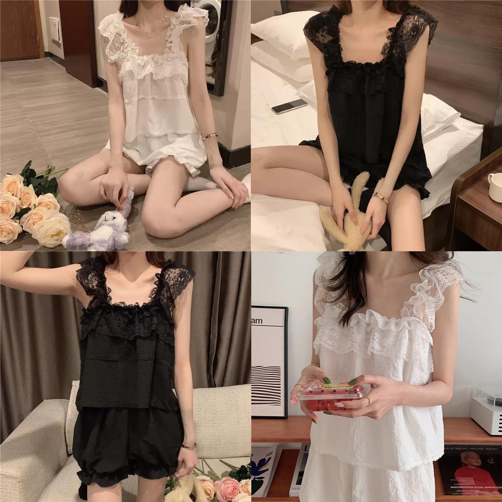[Sẵn/ Sale Khủng] Đồ ngủ Jennie Lace Set ren đen/trắng siêu xinh | BigBuy360 - bigbuy360.vn