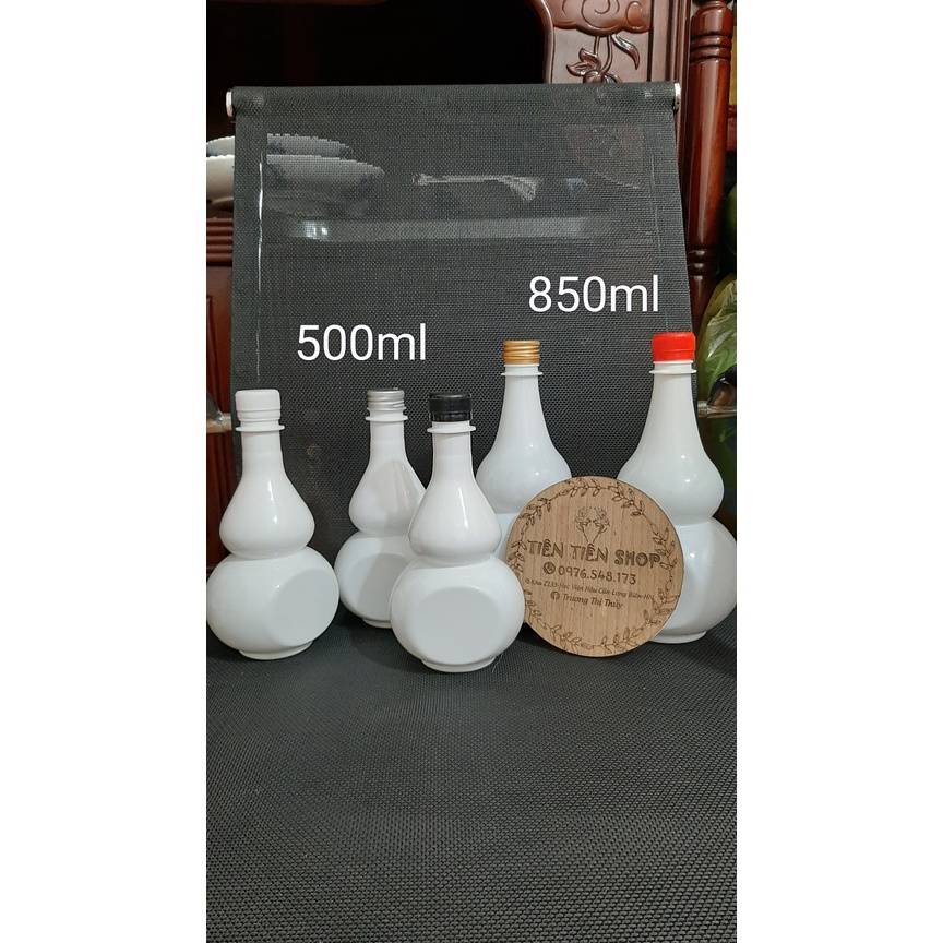 Chai nhựa hồ lô trắng sứ 500ml, 850ml