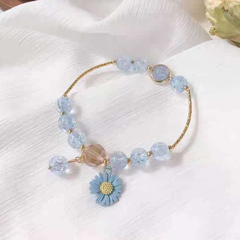 Vòng Đeo Tay Chuỗi Hạt Nhiều Màu Họa Tiết Hoa Cúc Nhỏ Xinh Xắn Cho Bạn Gái