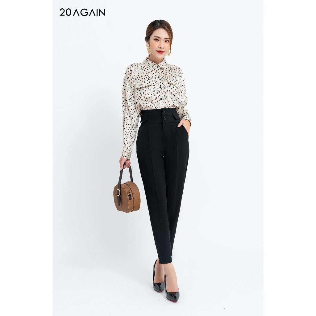[Mã WABR20A30 giảm 10% đơn 99K] Áo Sơ Mi nữ công sở 20AGAIN Áo sơ mi Cổ Đức 2 Túi ASC0051